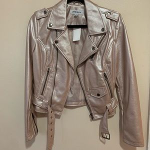 NWT Iridescent Pink Faux Leather Jacket Sz S